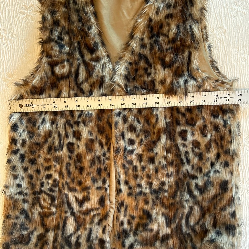 Faux Fur Vest brown tan leopard size M - Picture 7 of 10